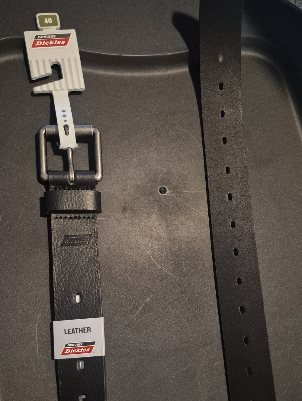 Dickies Black Leather Work Belt with Matte Metal Buckle